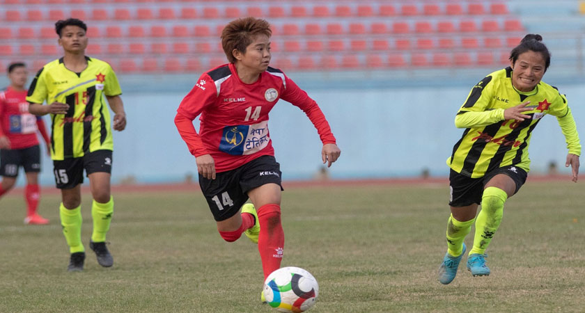 सावित्राको चार गोलले राष्ट्रिय महिला फुटबलमा एपिएफ विजयी