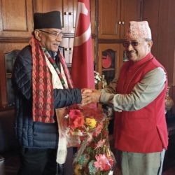 माओवादी केन्द्रका अध्यक्ष प्रचण्ड र पूर्णबहादुर खड्काबीच भेटवार्ता